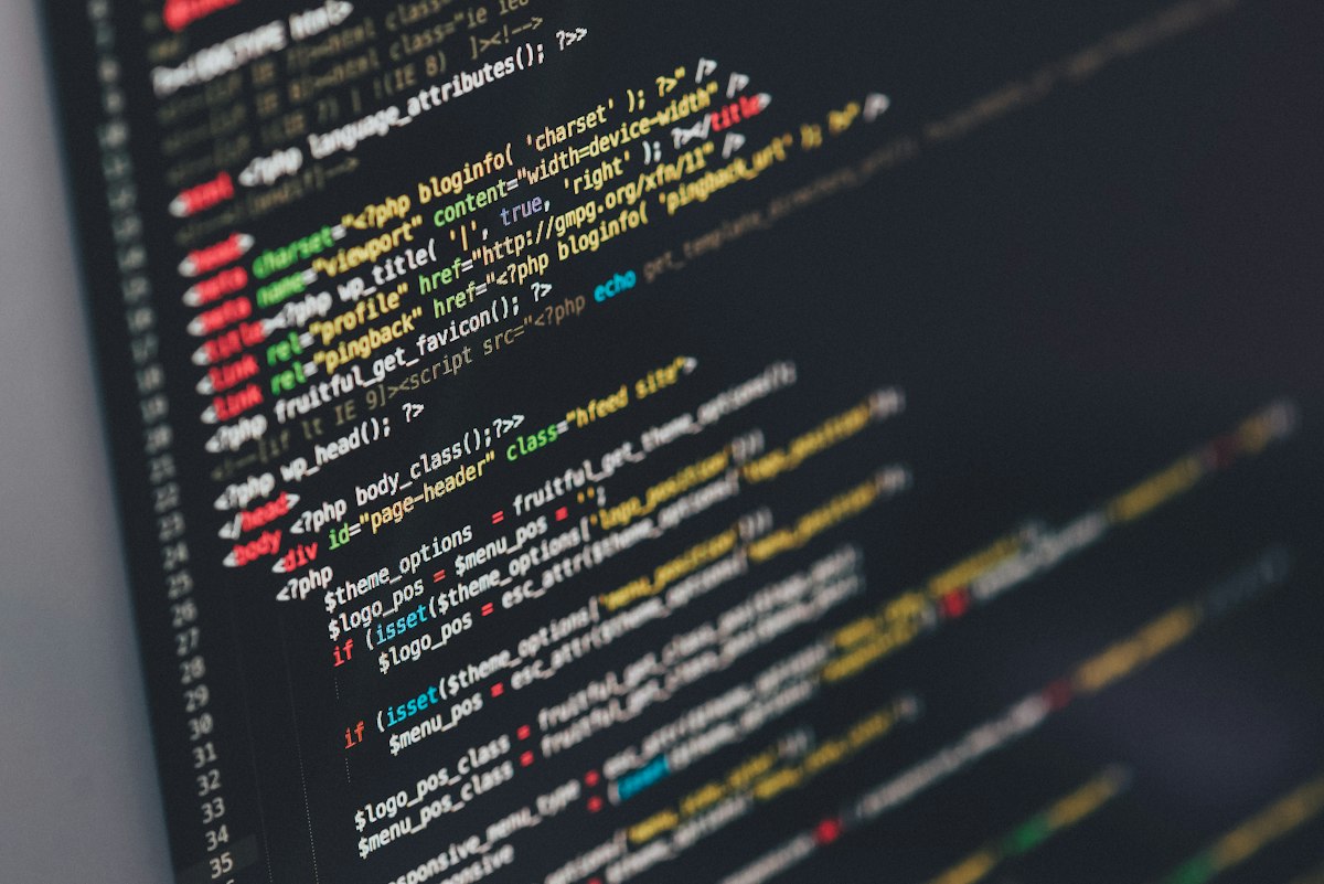 Source code on a computer screen